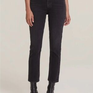 Agolde Straight Leg Jeans in Washed Black